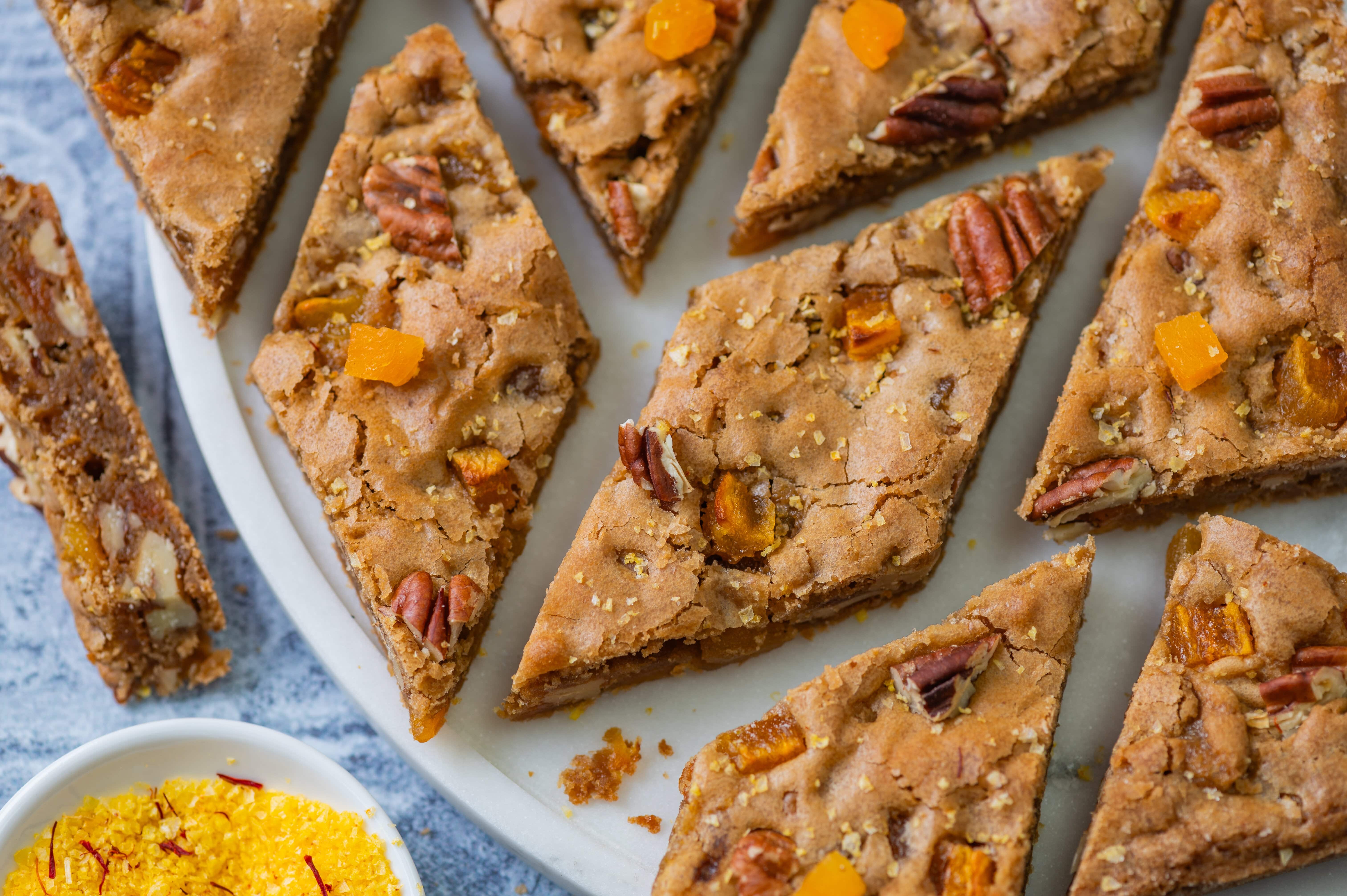 Saffron-Salted Apricot Blondies